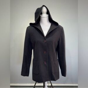 CLEARANCE! Black Sandro Hooded Wool Coat Size 8 EUC